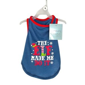 Urban Essentials Pets The Elf Made Me Do It Dog Christmas Tshirt Blue Red Green